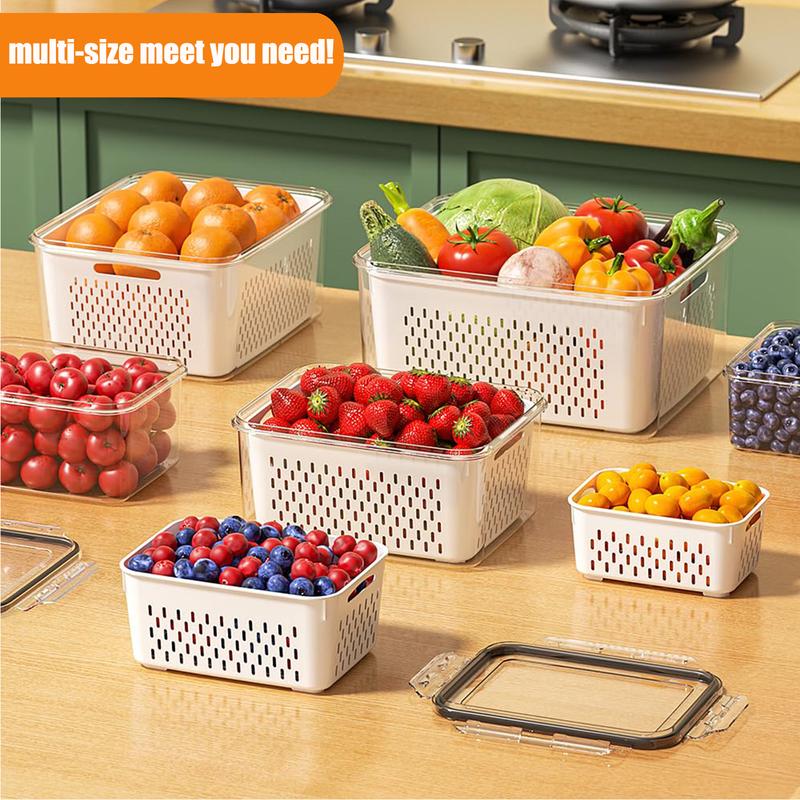 🎖️🍓3PCS Leakproof Produce Storage Bins With Removable Colander 💧