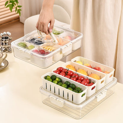 ✨🍒Divided Snack Box Container ,8 Grid Airtight Organizer for Fruits, Nuts & Candy🥨