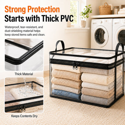 🎖️Super Large Heavy-Duty Thick Plastic Clear Storage Bag for Clothes, Moving & Storage🧸📚