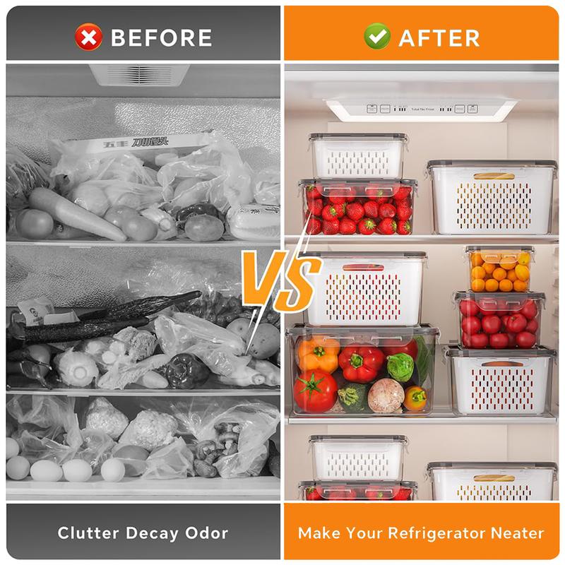 🎖️🍓3PCS Leakproof Produce Storage Bins With Removable Colander 💧