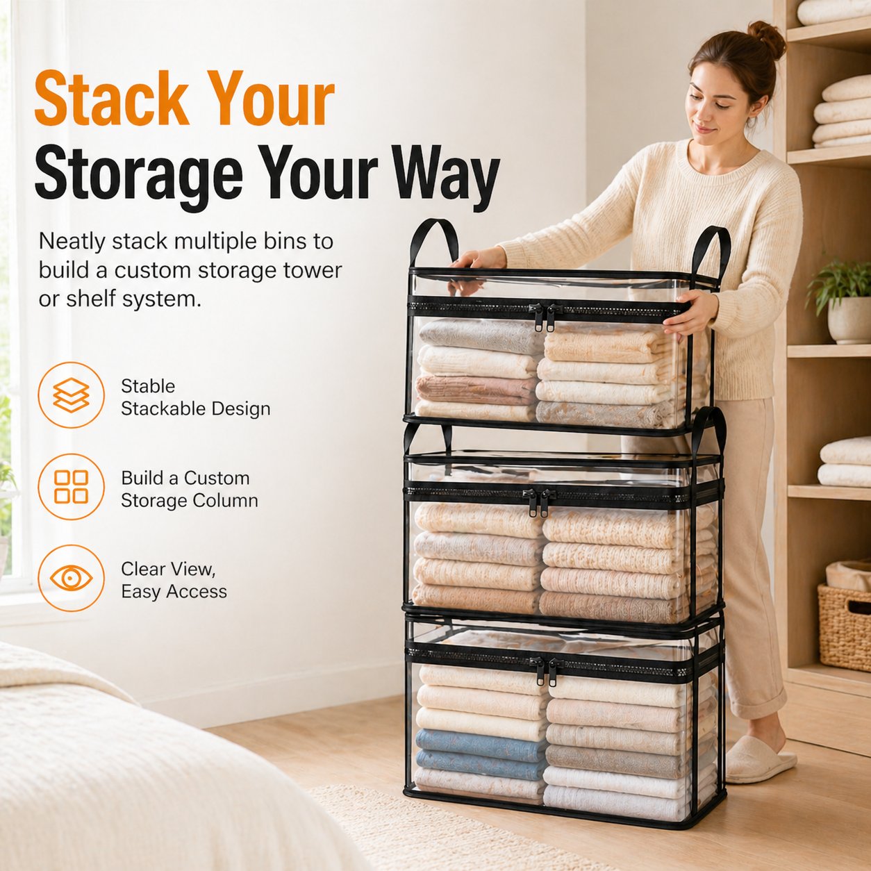 🎖️Super Large Heavy-Duty Thick Plastic Clear Storage Bag for Clothes, Moving & Storage🧸📚