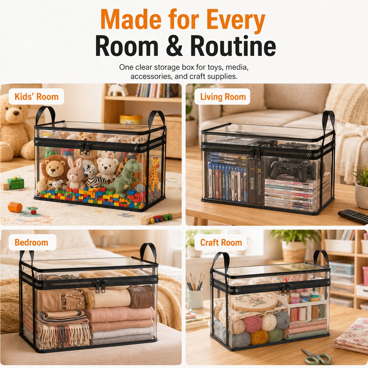 🎖️Super Large Heavy-Duty Thick Plastic Clear Storage Bag for Clothes, Moving & Storage🧸📚