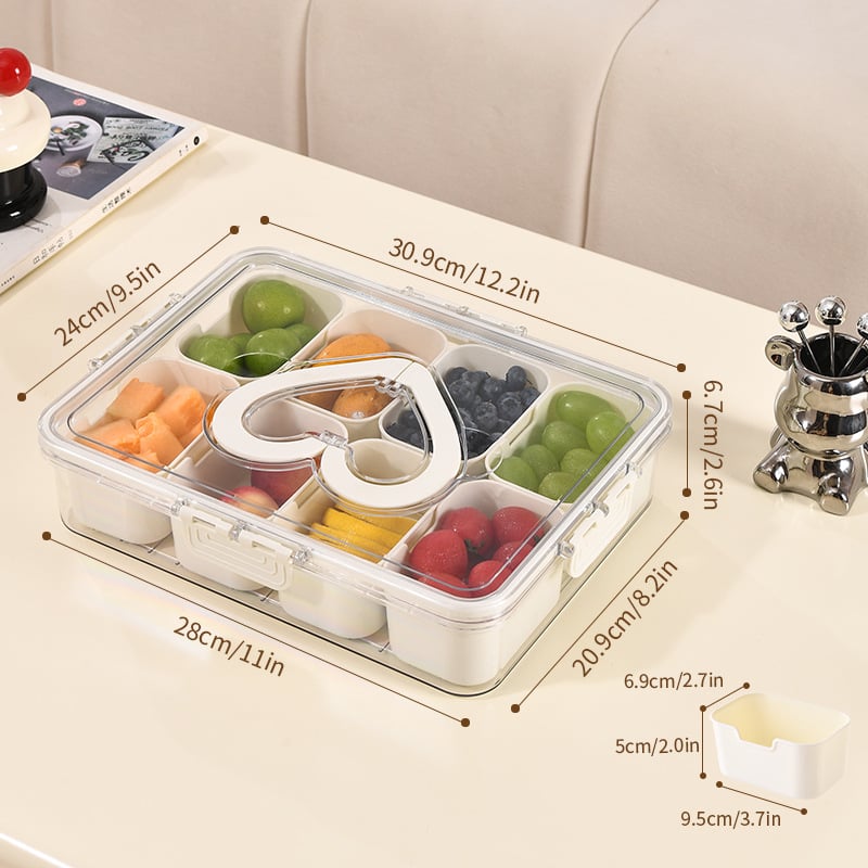 ✨🍒Divided Snack Box Container ,8 Grid Airtight Organizer for Fruits, Nuts & Candy🥨
