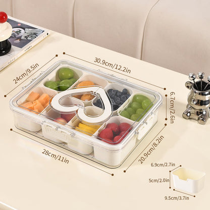 ✨🍒Divided Snack Box Container ,8 Grid Airtight Organizer for Fruits, Nuts & Candy🥨