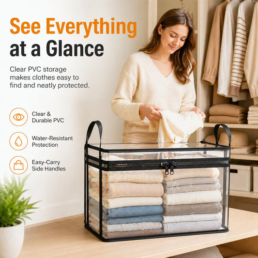 🎖️Super Large Heavy-Duty Thick Plastic Clear Storage Bag for Clothes, Moving & Storage🧸📚
